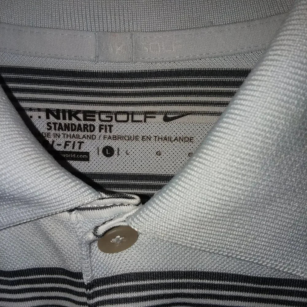 Nike Golf DriFit Striped Shirt Sz L